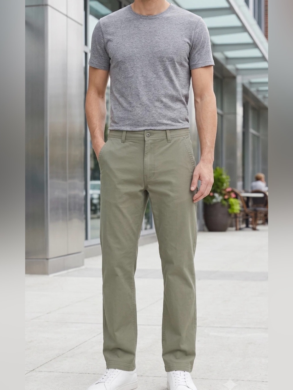 Eddie Bauer Pants Mens 36x32 Green Canvas Utility Stretch Classic Fit Workwear